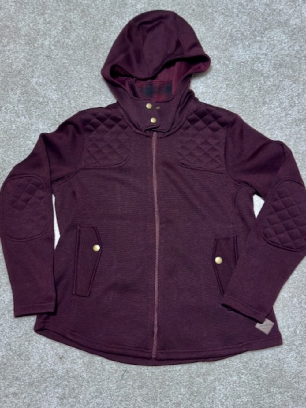 Eddie Bauer Full Zip Hooded Radiator Fleece Jacket Quilted Shoulders + Elbows XL